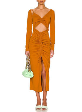 Nicholas Ruched Burnt Orange Shayla Dress Size 4